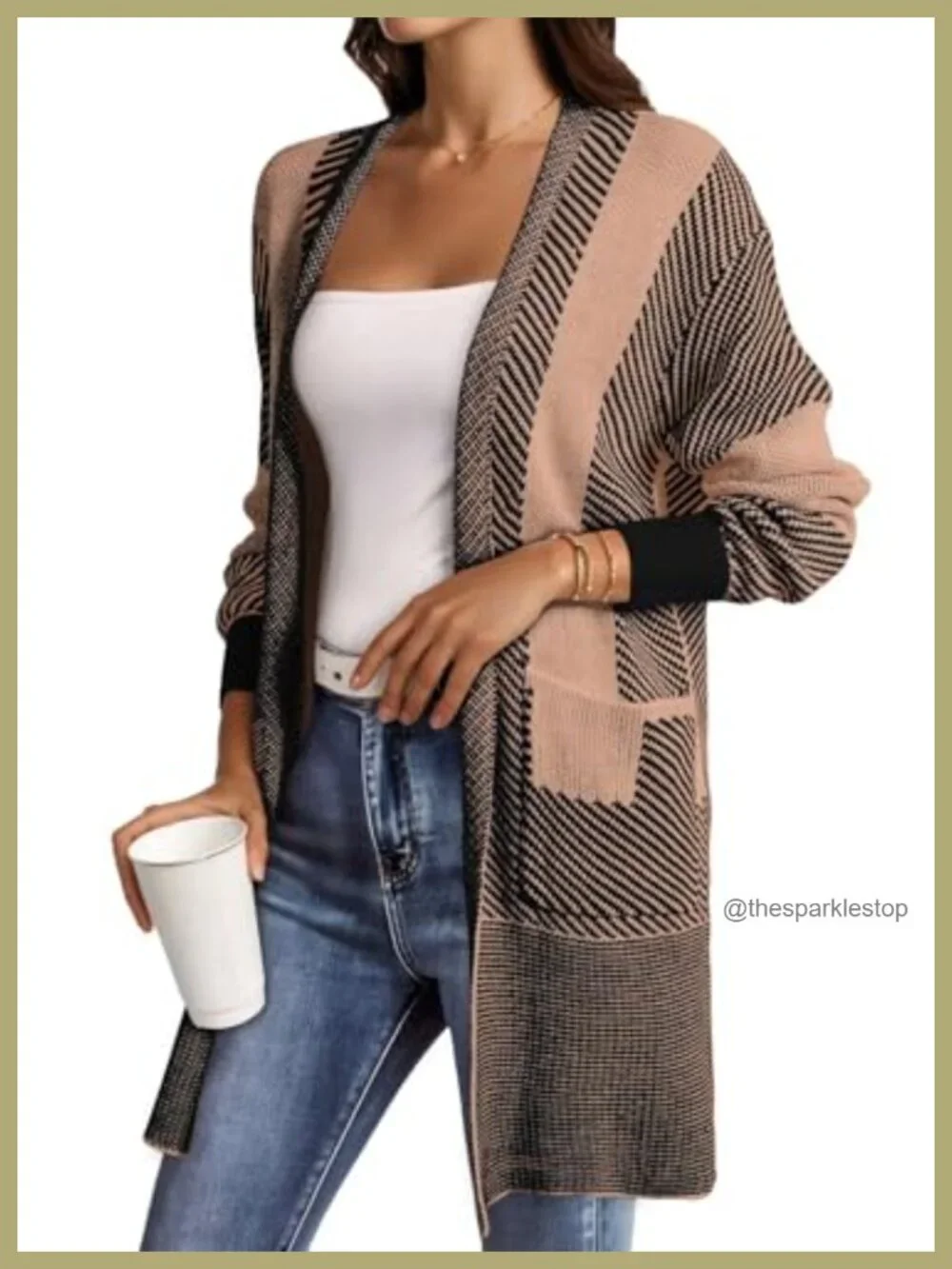 Oversized Long Cardigan Sweater with Pockets - Cozy Knit Open Front